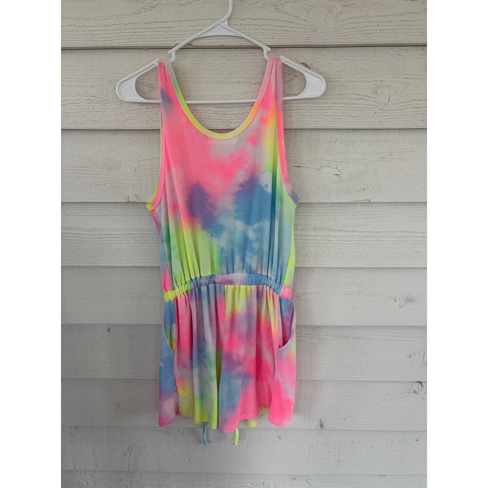 MOD On Trend Tie Dye Romper Women’s S Rainbow Pastel Sleeveless Pocket Casual - Picture 5 of 5